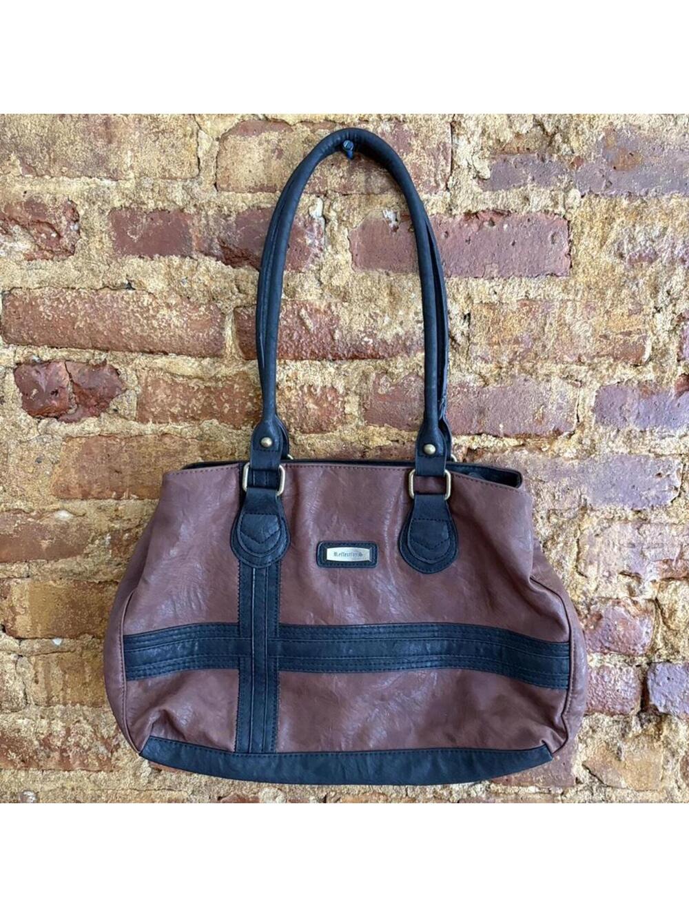 Vintage Y2K Natural Reflections Two-Tone Leather Handbag 🤎